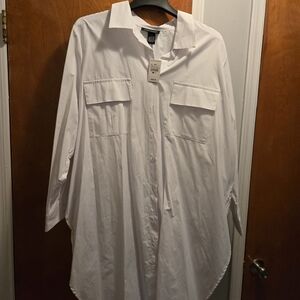 Ashley Stewart White Button Down Shirt